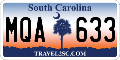 SC license plate MQA633