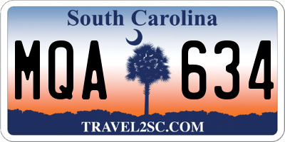 SC license plate MQA634