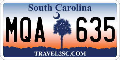 SC license plate MQA635