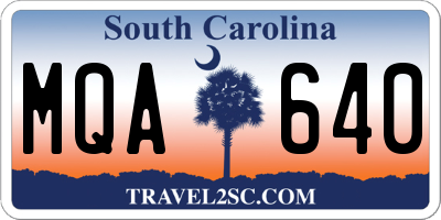 SC license plate MQA640