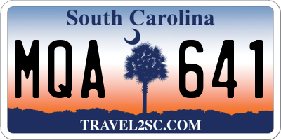 SC license plate MQA641