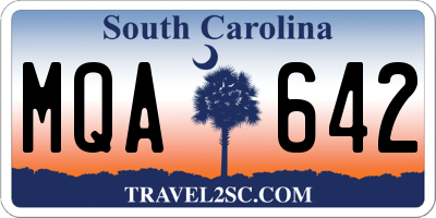 SC license plate MQA642