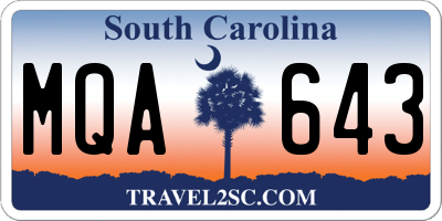 SC license plate MQA643