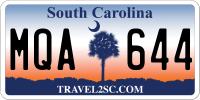 SC license plate MQA644