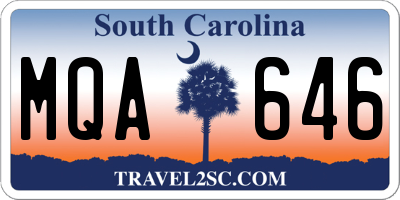 SC license plate MQA646