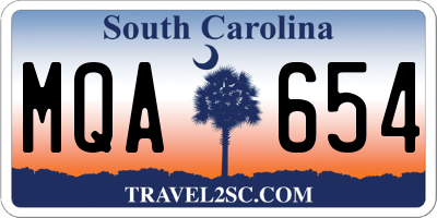 SC license plate MQA654