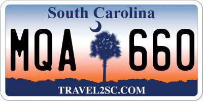 SC license plate MQA660