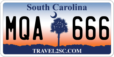 SC license plate MQA666
