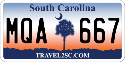 SC license plate MQA667
