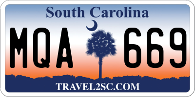 SC license plate MQA669