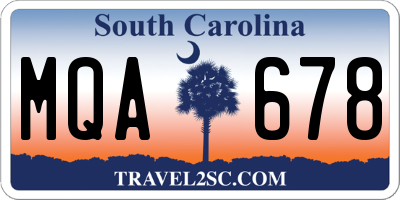 SC license plate MQA678
