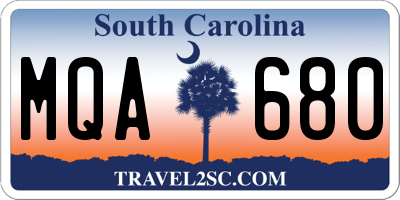 SC license plate MQA680