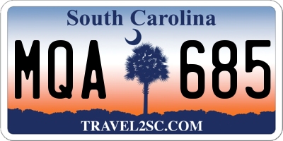 SC license plate MQA685