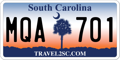 SC license plate MQA701