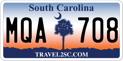 SC license plate MQA708