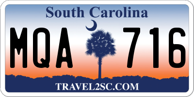 SC license plate MQA716