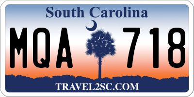 SC license plate MQA718