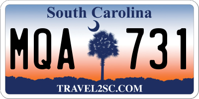 SC license plate MQA731