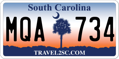 SC license plate MQA734