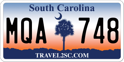 SC license plate MQA748
