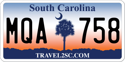 SC license plate MQA758