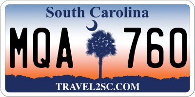 SC license plate MQA760