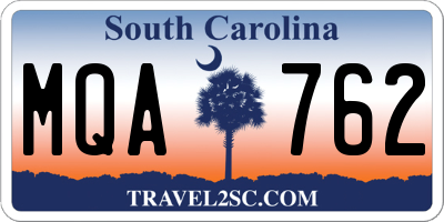 SC license plate MQA762