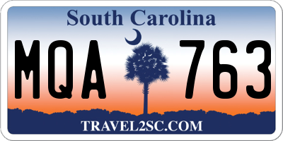 SC license plate MQA763