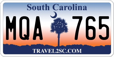 SC license plate MQA765