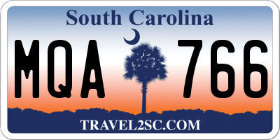 SC license plate MQA766