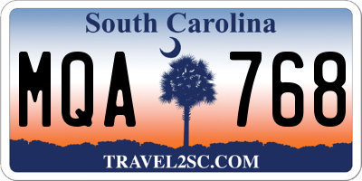 SC license plate MQA768