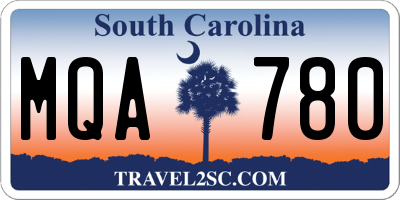 SC license plate MQA780
