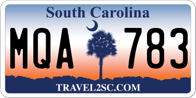 SC license plate MQA783