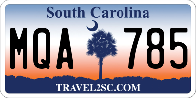 SC license plate MQA785