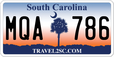 SC license plate MQA786