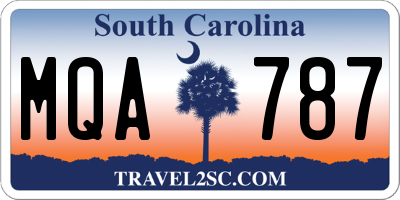 SC license plate MQA787