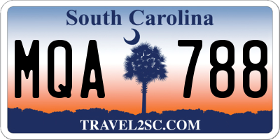 SC license plate MQA788