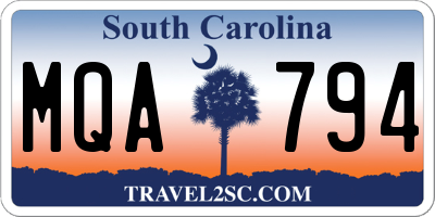 SC license plate MQA794