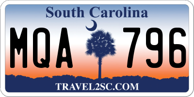 SC license plate MQA796
