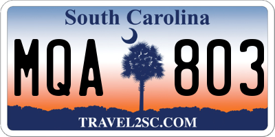 SC license plate MQA803