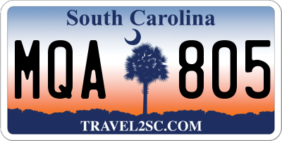 SC license plate MQA805