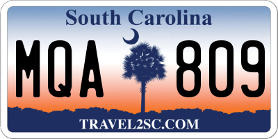 SC license plate MQA809