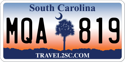 SC license plate MQA819