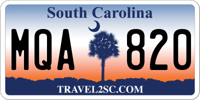 SC license plate MQA820