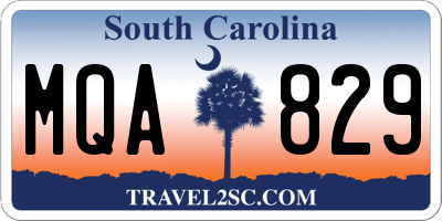 SC license plate MQA829