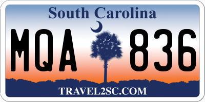 SC license plate MQA836