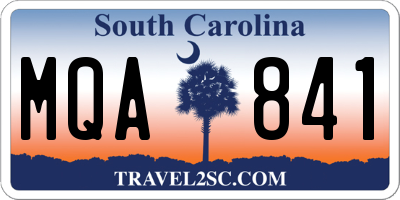 SC license plate MQA841