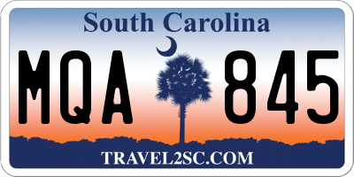 SC license plate MQA845