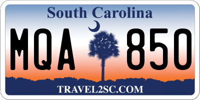SC license plate MQA850