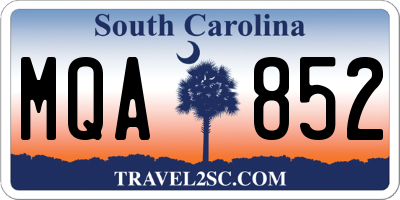SC license plate MQA852
